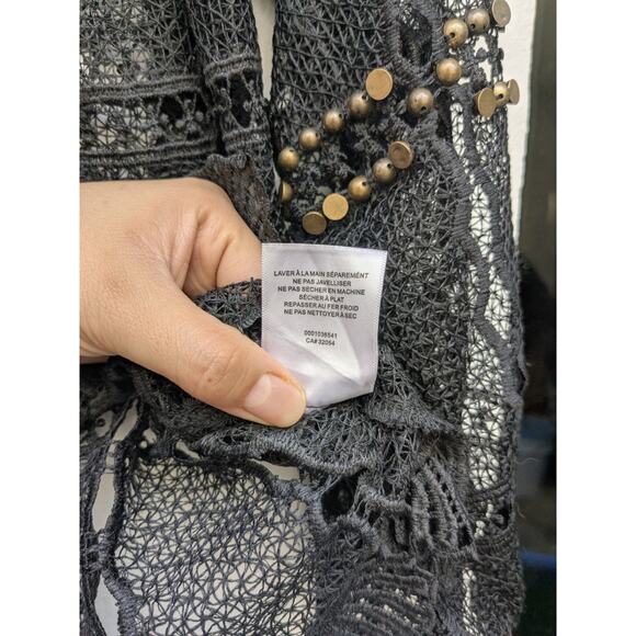 Anthropologie Maeve Auralis Black Studded Grunge Lace Blouse Size Small - Picture 9 of 13
